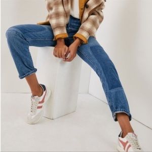 Levis 501 Premium Patch Work High Rise Button Fly Straight Leg Blue Jean Size 28